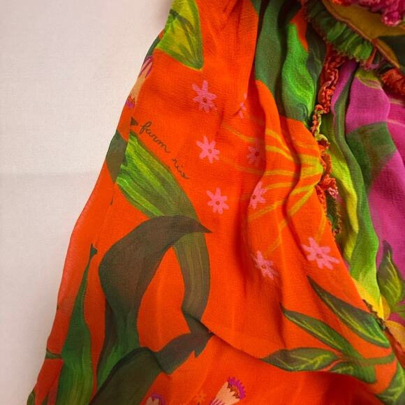 FARM Rio Tropical Patchwork Floral Ruffle Mini Dress Multicolor Boho Size Small - Picture 8 of 16